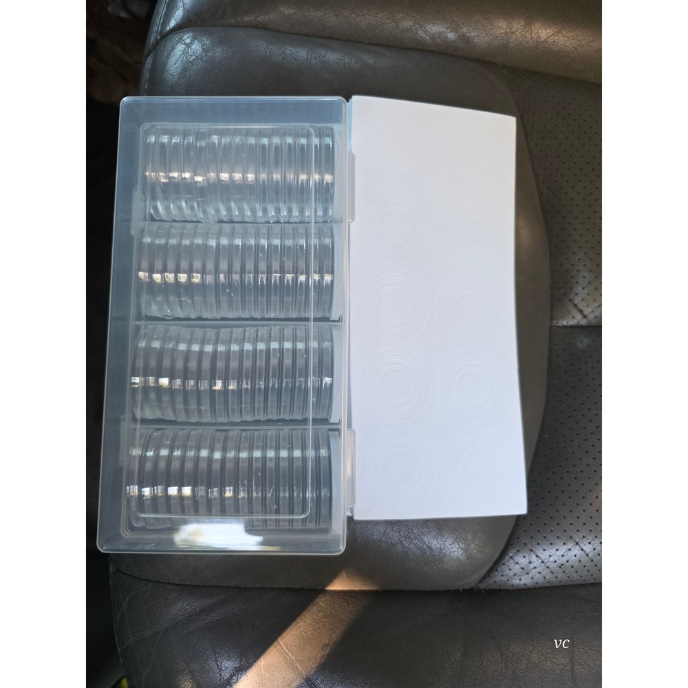Clear Plastic Coin Capsule Storage Box with 4 Tubes and Gasket Inserts Set